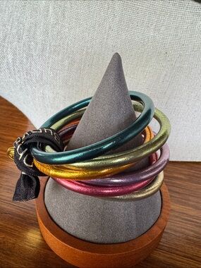 BuDhaGirl Metallic Stack Bangle Set - Teal, Gold, Pink, Purple, Bronze, Green